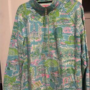 Lilly Pulitzer Pink and Green Graphic Pullover